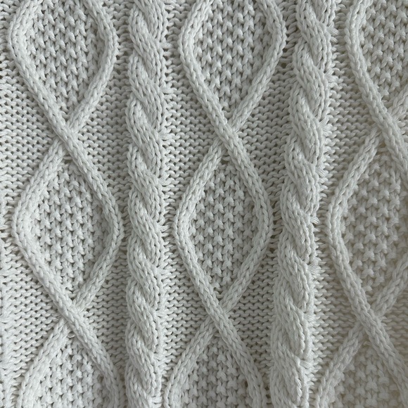 CAbi Cable Knit White Open Front Shawl Collar Cardigan, Small - Picture 8 of 8